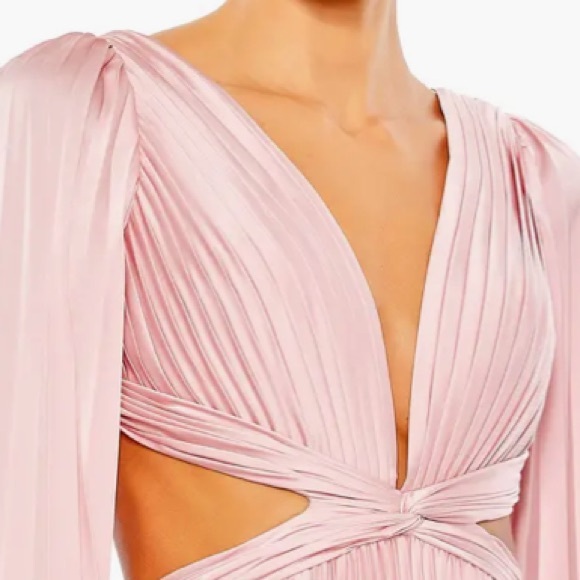 Ieena Mac Duggal Pink Pleated Open back Long sleeve Maxi Dress Gown sz 10 26737 - Picture 8 of 10